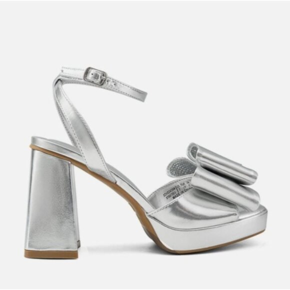 Dream Pairs Womens Bow Platform Chunky Open Toe Sandals Silver Size 9 Party - Picture 4 of 14